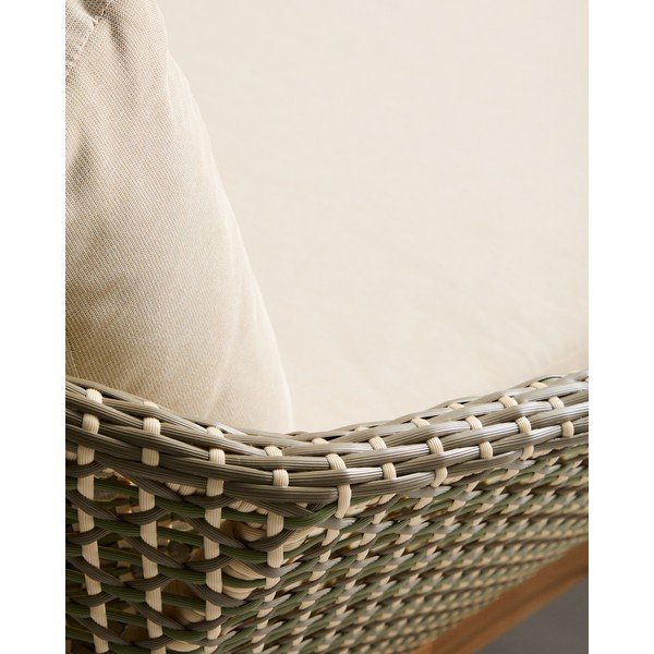 Zöld kétszemélyes rattan kerti napozóágy Olbia – Kave Home-image-3