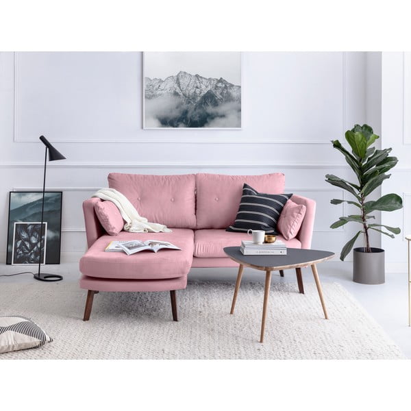 Elena világos rózsaszín háromszemélyes kanapé, bal oldali fekvőfotellel - Mazzini Sofas-image-1