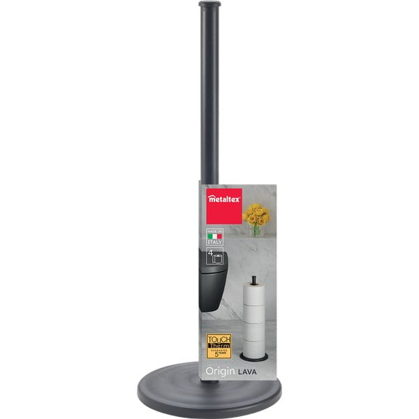 Matt fekete acél WC-papír tartó állvány Lava – Metaltex-image-3