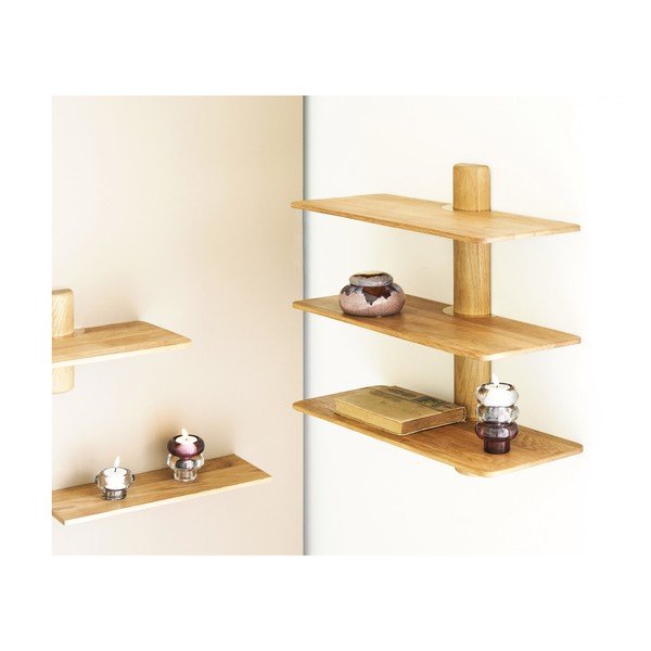 Világos natúr színű többszintes tölgyfa fali polc 55 cm Calcata – House Nordic-image-1