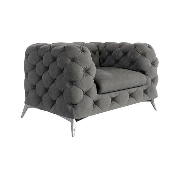 Szürke bársony fotel Chelsea – Ropez