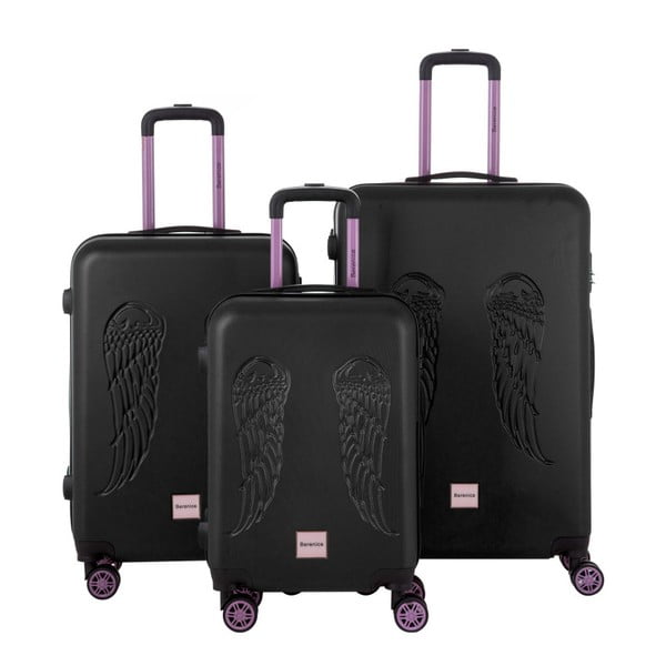 Wingy 3 db-os fekete bőrönd szett - Berenice