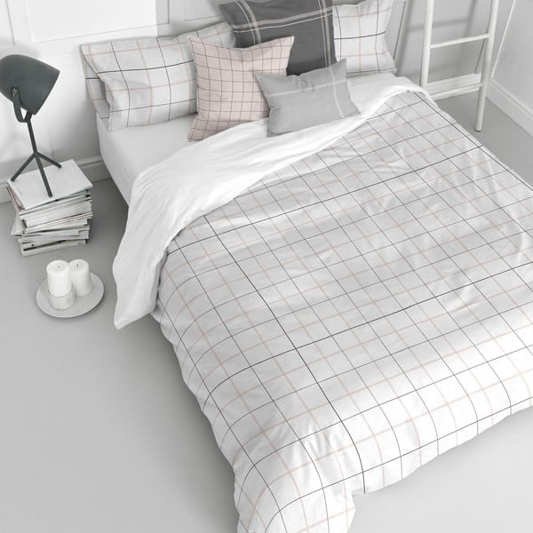 Tartan pamut paplanhuzat, 200 x 200 cm - Blanc-image-2