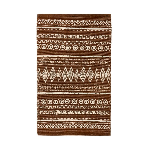 Ethnic barna-fehér pamut szőnyeg, 55 x 140 cm - Webtappeti