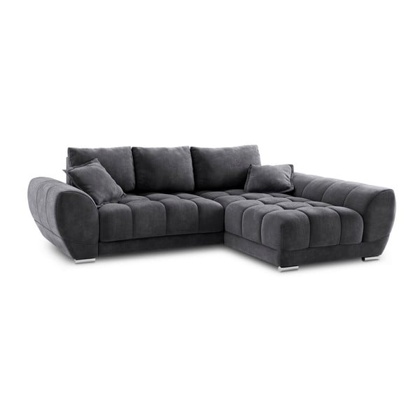 Nuage sötétszürke kinyitható sarokkanapé bársony kárpittal, jobb oldali - Windsor & Co Sofas-image-2