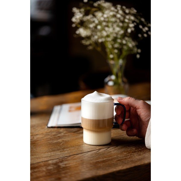 Kék üveg bögre szett 2 db-os cappucinóhoz 350 ml Livio – Vialli Design-image-3