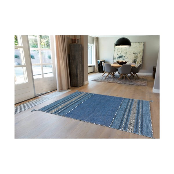 Navarro 2915 kék, kézzel készített pamut szőnyeg, 60 x 90 cm - Arte Espina