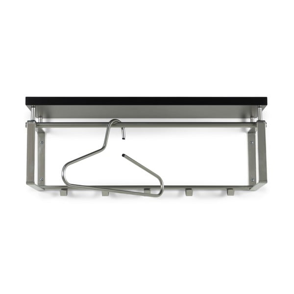 Fekete-ezüstszínű fém fali fogas polccal 70 cm Rex – Spinder Design-image-2