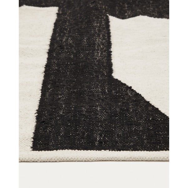 Fekete-krémszínű kétoldalas kézi szövésű juta keverék szőnyeg 160x230 cm Sotty – Kave Home-image-4