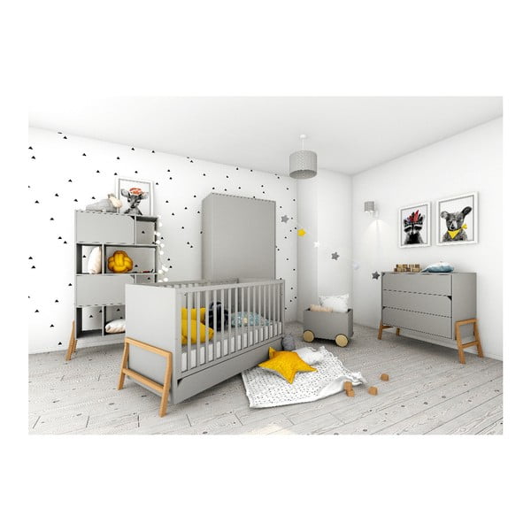 Lotta szürke babaágy ágy alatti fiókkal, 70 x 140 cm - BELLAMY-image-2