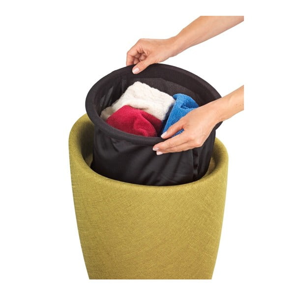 Linen Look zöld szennyestartó kosár és ülőke, 20 l - Wenko-image-3