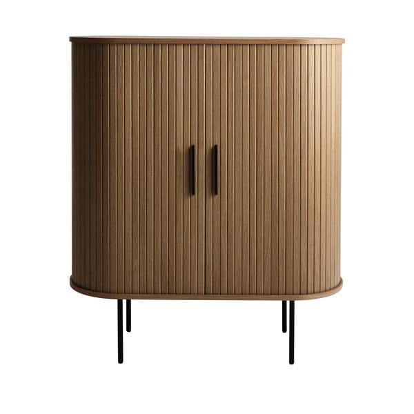 Barna bortartó szekrény tolóajtóval, tölgyfa dekorral 100x118x40 cm Nola – Unique Furniture