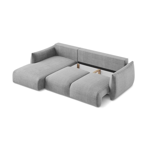 Világosszürke kinyitható sarokkanapé (bal oldali-heverő résszel) Leila – Makamii-image-4