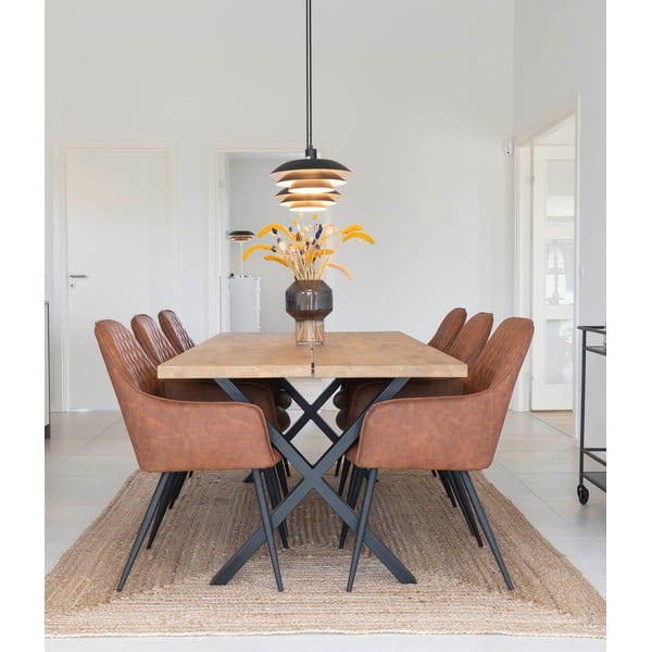 Barna kárpitozott karfás étkezőfotel szett 2 db-os Harbo – House Nordic-image-1