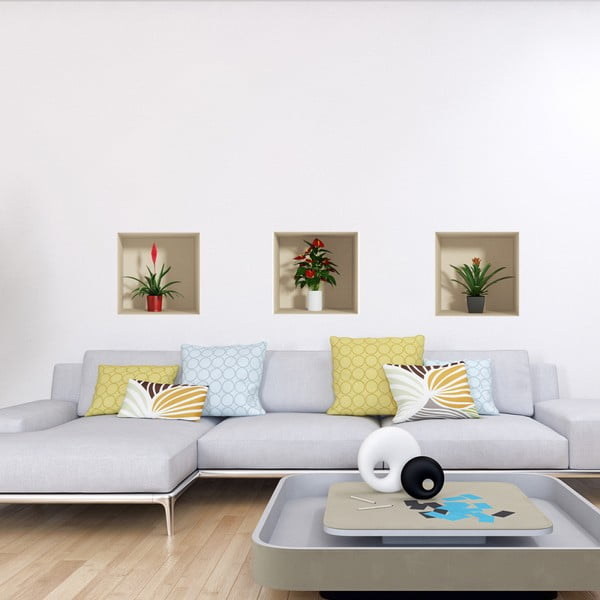 Flower 3 db-os 3D hatású falmatrica készlet - Ambiance-image-1