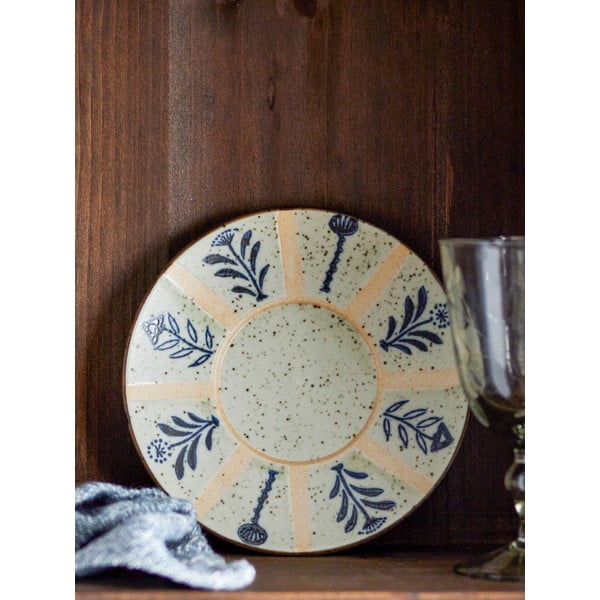 Világoskék-krémszínű desszertes agyagkerámia tányér ø 16 cm Leonie – Bloomingville-image-2