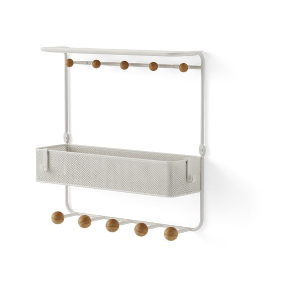 Fehér-natúr színű fém fali fogas polccal Estique – Umbra-image-3