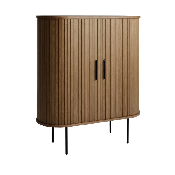 Barna bortartó szekrény tolóajtóval, tölgyfa dekorral 100x118x40 cm Nola – Unique Furniture-image-4