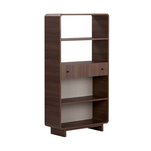 Sötét natúr színű könyvespolc diófa dekorral 78x153x34 cm Senza – Nordure