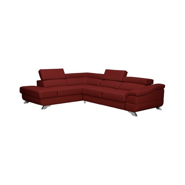 Gamma piros bőr hatású kinyitható sarokkanapé, bal oldali - Windsor & Co Sofas-image-1