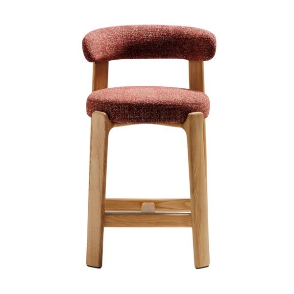 Terrakotta színű-világos natúr színű kőrisfa bárszék (ülésmagasság 65 cm) Granite – Kave Home-image-4