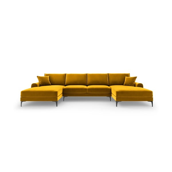 Madara sárga bársony U alakú kanapé - Mazzini Sofas