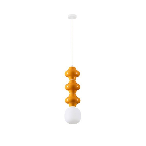 Fehér-narancssárga kerámia függőlámpa üveg búrával ø 18 cm Clio – Nova Luce