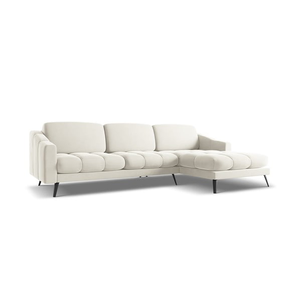 Krémszínű bársony sarokkanapé (jobb oldali) Nalu – Makamii-image-4