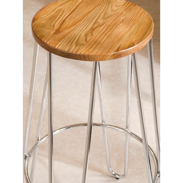 Ezüstszínű-natúr színű szilfa bárszék (ülésmagasság 75 cm) District – Premier Housewares-image-3
