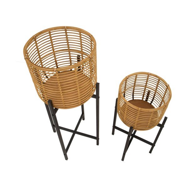 2 db-os rattan virágtartó állvány szett, magasság 90 cm - Mauro Ferretti-image-3