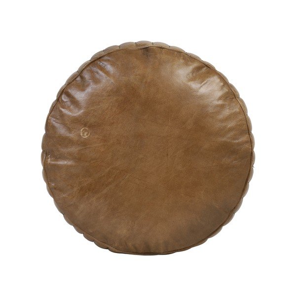 Barna bőr puff ø 42 cm Luko - Light & Living-image-1