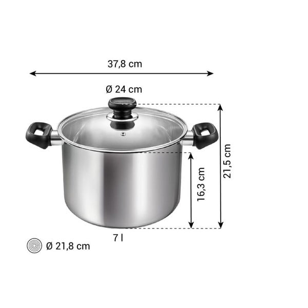 Indukciós tűzhelyhez alkalmas rozsdamentes acél edény fedővel 7 l Brava – Tescoma-image-3