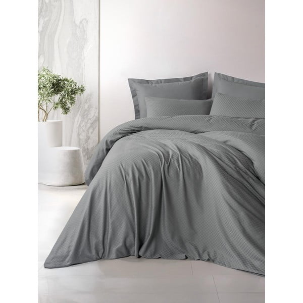 Szürke kétszemélyes-hosszabbított renforcé pamut ágyneműhuzat 240x220 cm Checkered – Mila Home Luxury-image-1