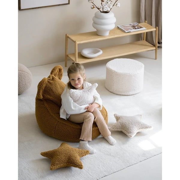 Világosbarna buklé párna gyerek kanapéhoz Star – Wigiwama-image-3