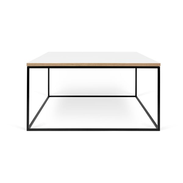 Gleam fehér dohányzóasztal fekete lábakkal, 75 x 75 cm - TemaHome