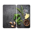 Szürke edzett üveg tűzhely fedőlap szett 2 db-os Universal Herbs – Wenko