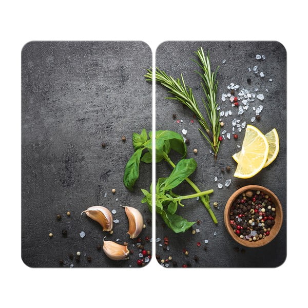 Szürke edzett üveg tűzhely fedőlap szett 2 db-os Universal Herbs – Wenko