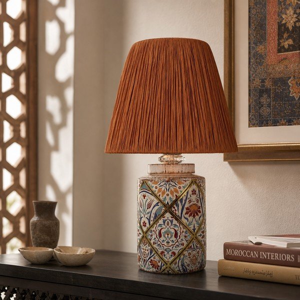 Terrakotta színű asztali lámpa papír zsinór búrával (magasság 40 cm) Alev – Opviq lights-image-1