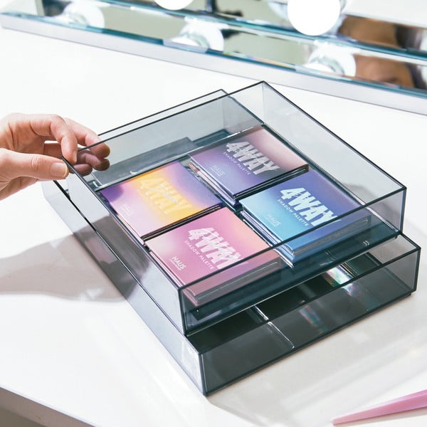 Matt fekete újrahasznosított műanyag fürdőszobai rendszerező kozmetikumokhoz – iDesign-image-1