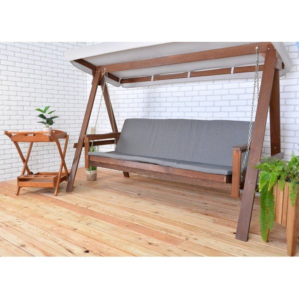 Szürke-barna tömörfa kerti hintaágy Adelaida – Rojaplast-image-2