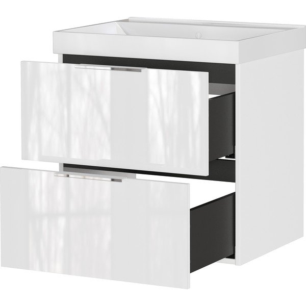 Fehér fényes fali mosdó alatti szekrény 61x65 cm Celano – Germania-image-4