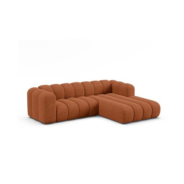 Téglavörös zsenília sarokkanapé (jobb oldali-heverő résszel) Lupine – Micadoni -image-1