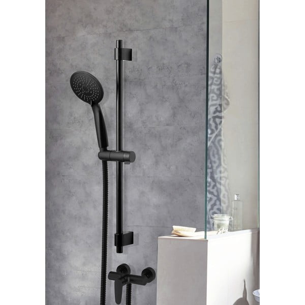 Fekete rozsdamentes acél zuhanyszett 66 cm Young – Wenko-image-1