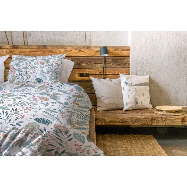 Fehér-kék egyszemélyes pamut-szatén ágyneműhuzat 140x200 cm Pastel Christmas – Butter Kings-image-1