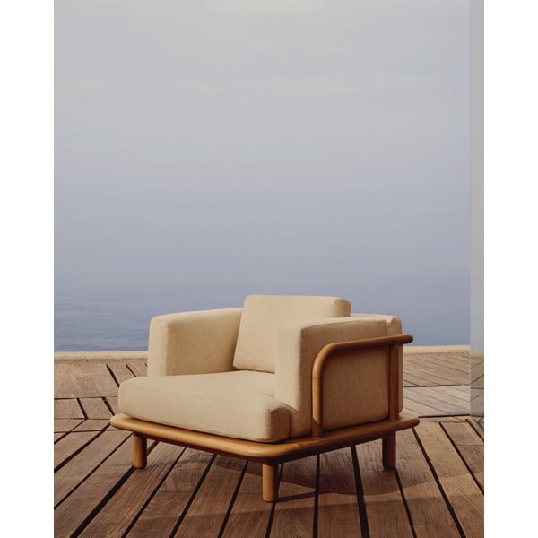 Bézs-natúr színű tömörfa kerti fotel Turqueta – Kave Home-image-1