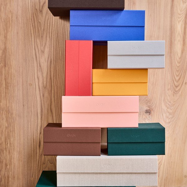 Kék fedeles karton tárolódoboz 33x25x15 cm Hako – OYOY Living Design-image-1