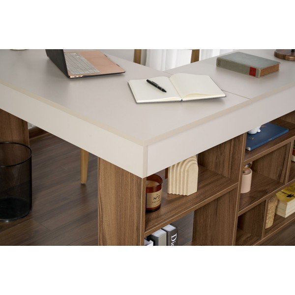 Íróasztal diófa dekorral 120x130 cm Vesper – Kalune Design-image-4