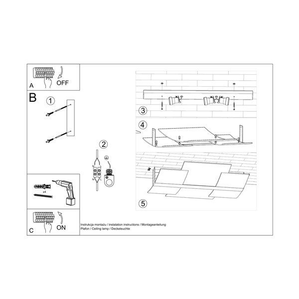 Fehér mennyezeti lámpa üveg búrával 53x61 cm Marett – Sollux-image-2
