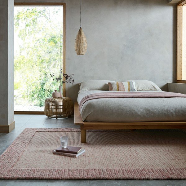 Világos rózsaszín kézi szövésű gyapjúkeverék szőnyeg 120x170 cm Rue – Flair Rugs-image-1