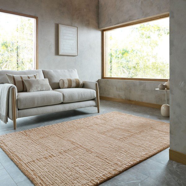 Natúr színű kézi szövésű gyapjú szőnyeg 140x200 cm Harris Modula Wool – Flair Rugs-image-1